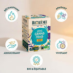 Boîte Grog grand froid Biohême 20 infusettes bio avec icônes bénéfices réchauffant apaisant vivifiant