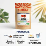 Guarana Bio poudre 50g Sol Semilla avec posologie 1 cuillère à café par jour, alternative naturelle au café