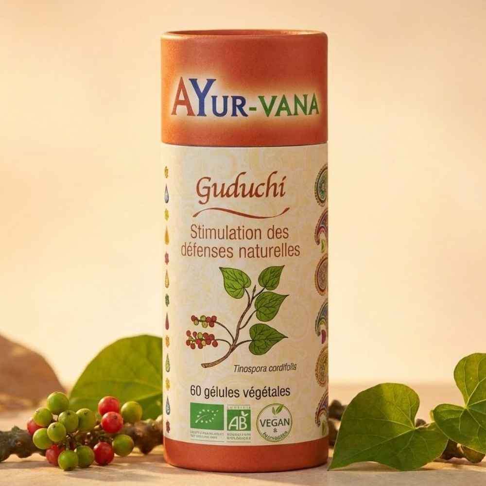 boîte de 60 gélules de guduchi de la marque ayur-vana