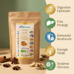 Haritaki bio poudre 150g Ayurvana avec bénéfices digestion, foie, immunité et énergie