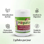 Hépatance soutien foie 60 gélules Jade Recherche avec icônes détoxification digestion antioxydants vitalité