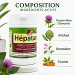 Hépatance complément foie 60 gélules avec ingrédients actifs Chardon-Marie Artichaut Desmodium Curcuma