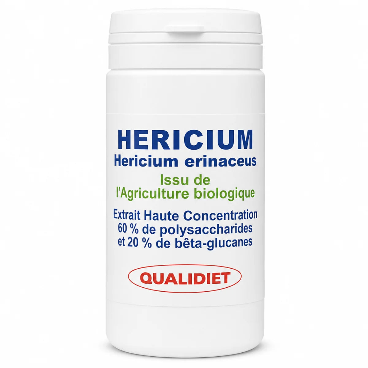 Héricium bio 500 mg Qualidiet - Flacon de 60 gélules de champignon Hericium erinaceus