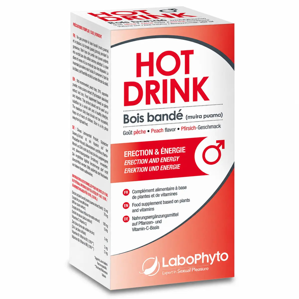 Hot Drink Bois Bandé 250ml Labophyto - Supplément libido homme saveur pêche