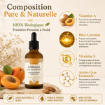 Huile d'Abricot Bio 50ml - Flacon avec ingrédients actifs Vitamine A, E et acides gras essentiels