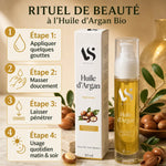 Huile d'Argan Bio Arc en Sels 50ml avec guide d'utilisation et éléments naturels
