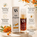 Huile d'Argousier Bio Arc en Sels - 30ml avec 5 bénéfices : Vitamine C, Anti-Âge, Hydratation