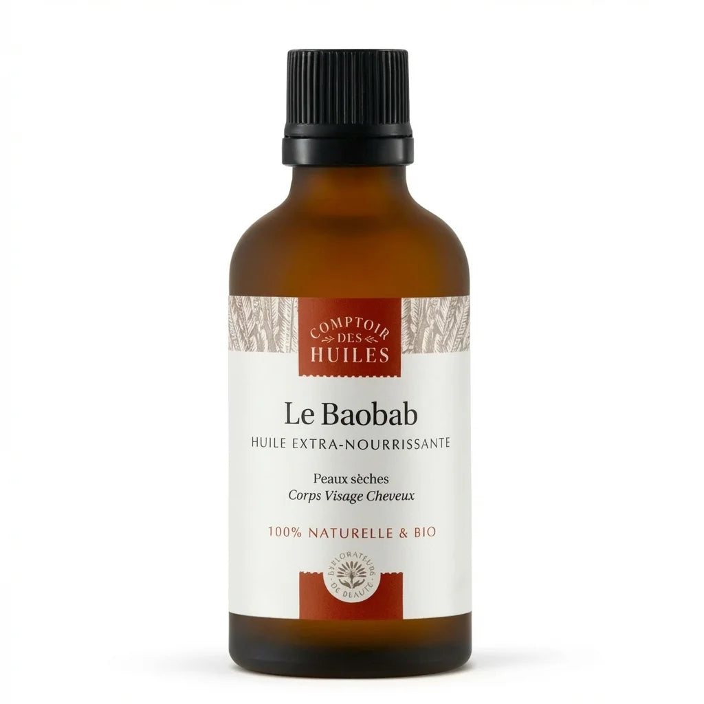 Huile de Baobab BIO 50ml Comptoir des Huiles bouteille en verre ambré