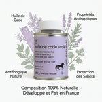 Huile de Cade Naturachavel 250g pour cheval avec ingrédients botaniques naturels antiseptiques