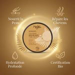 Huile de Coco bio Najel 100g avec ses 4 bénéfices : hydratation, nutrition peau et cheveux