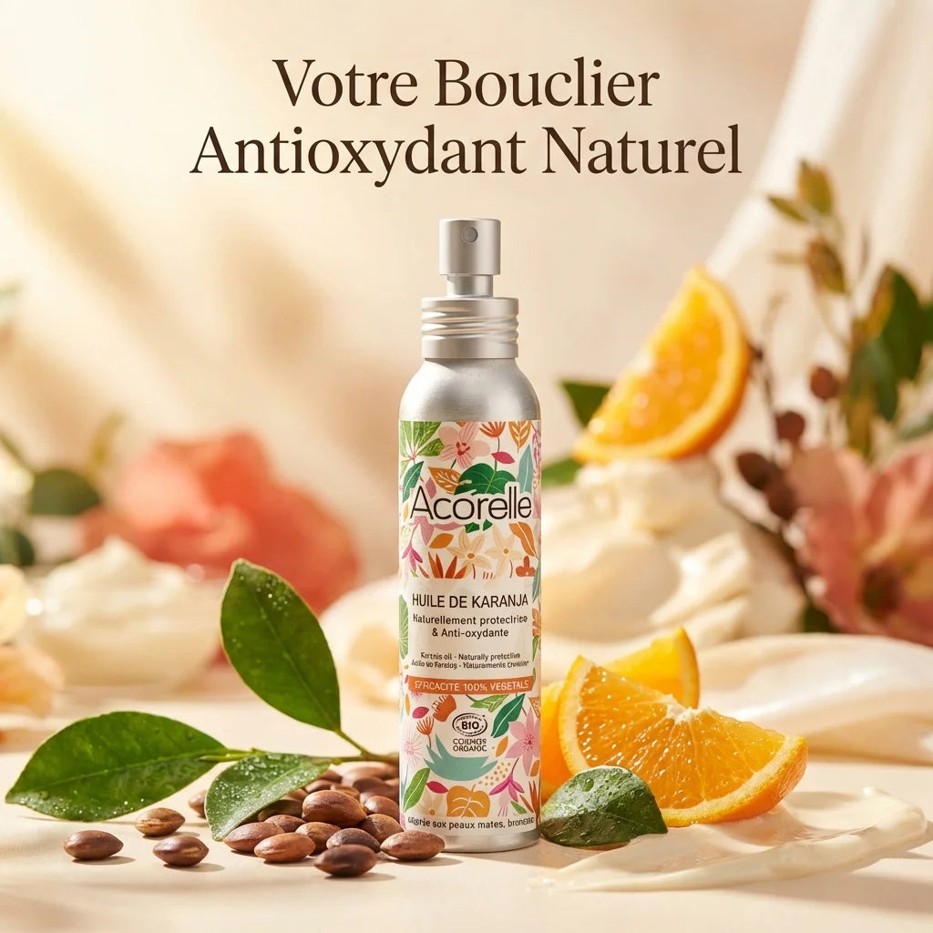 Huile de Karanja bio Acorelle 100ml antioxydante avec ingrédients naturels et graines de karanja