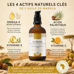 Flacon pompe huile de Marula bio 100ml Comptoir des Huiles avec ingrédients actifs