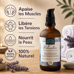 Huile de massage relaxation bio 100ml Comptoir des Huiles en flacon ambré avec bénéfices naturels
