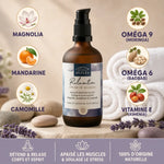 Huile de massage relaxation bio Comptoir des Huiles 100ml avec ingrédients naturels magnolia mandarine camomille