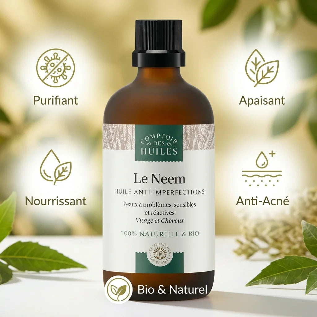 Huile de Neem Bio 100ml Comptoir des Huiles avec bénéfices anti-imperfections purifiant apaisant