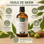 Huile de Neem Bio 100ml avec ses 5 bénéfices : purifiant, apaisant, nourrissant, régule sébum, anti-imperfections