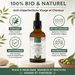Huile de Neem BIO 50ml anti-imperfections visage cheveux avec bénéfices purifiant antifongique