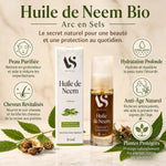 Huile de Neem Bio Arc en Sels 30ml avec feuilles de neem, bénéfices peau cheveux hydratation