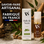 Huile de Neem Bio Arc en Sels 30ml réparatrice avec feuilles, fabrication française artisanale
