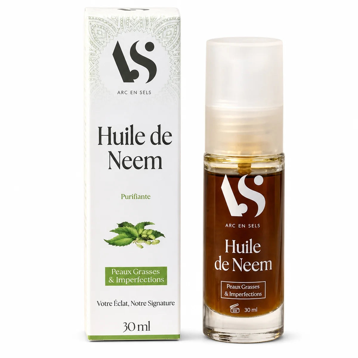 Huile de Neem Bio réparatrice 30ml Arc en Sels - Flacon avec packaging blanc