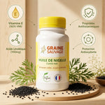 Huile de Nigelle 120 capsules Graine Sauvage avec ingrédients actifs, vitamine E et acide linoléique
