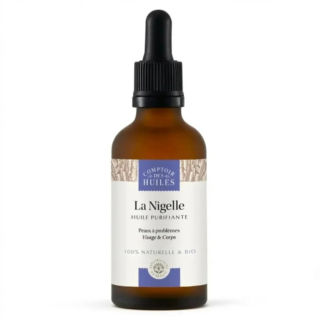 Huile de nigelle bio 50ml Comptoir des huiles en flacon verre ambré avec pipette