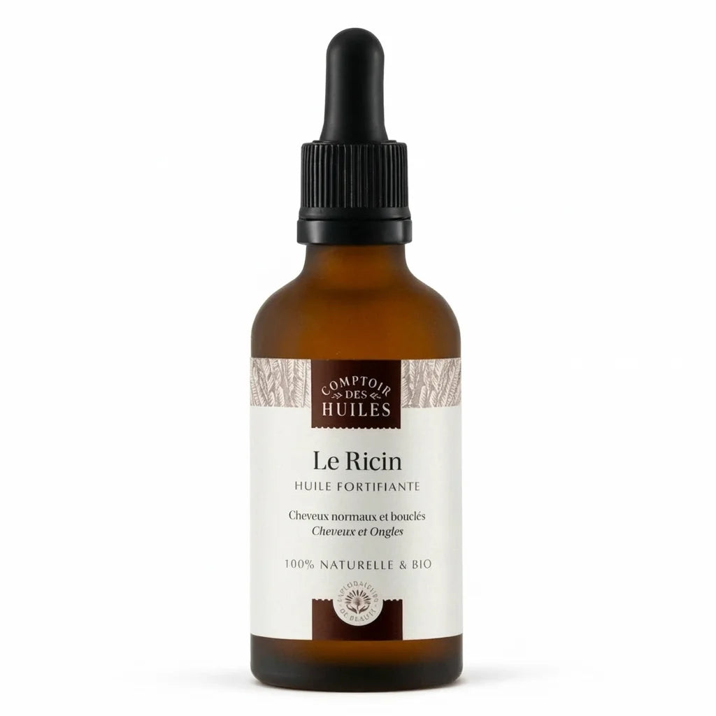 Huile de ricin bio fortifiante 50ml en flacon verre ambré - Comptoir des huiles