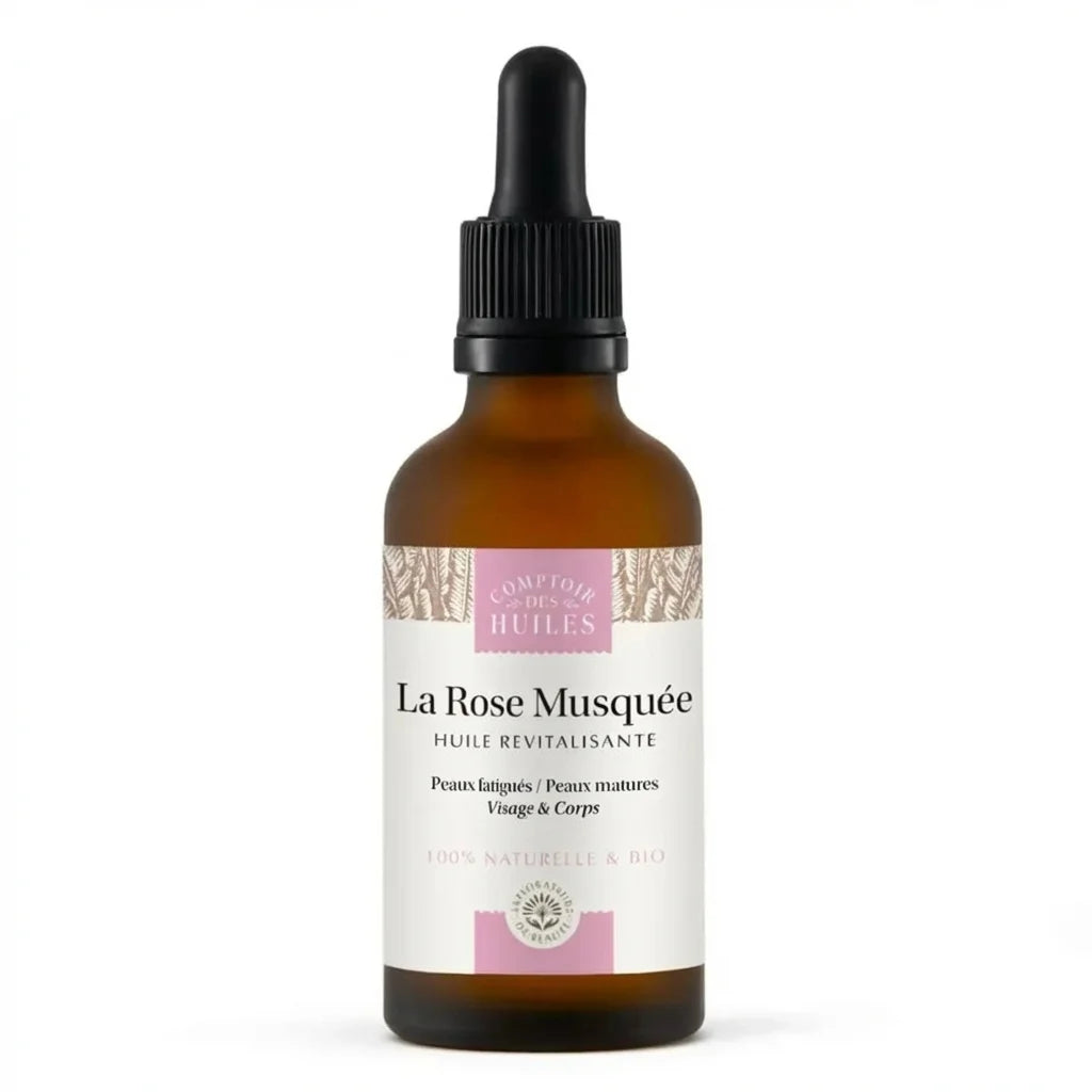 Huile de Rose Musquée Bio 50ml Comptoir des Huiles en flacon verre ambré