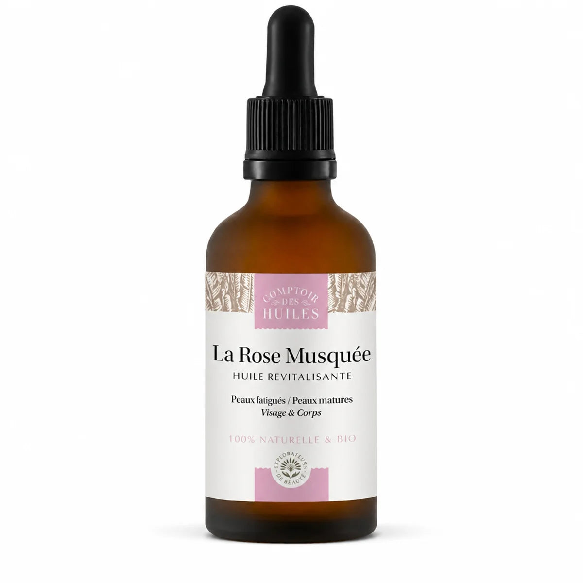 Huile de Rose Musquée Bio 50ml Comptoir des Huiles en flacon verre ambré avec pipette