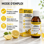 Huile Oméga 3 EPA DHA Epax ultra concentré 150ml avec mode d'emploi et instructions posologie