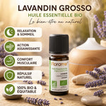 Huile essentielle Lavandin Grosso bio Florame 10ml avec ses bienfaits relaxation et assainissement