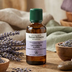 Huile essentielle Lavandin Super Bio Saint-Hilaire 50ml en flacon verre ambré avec lavande séchée