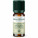 Flacon d'huile essentielle de romarin à cinéole bio Saint-Hilaire 10 ml, étiquette verte, fond blanc
