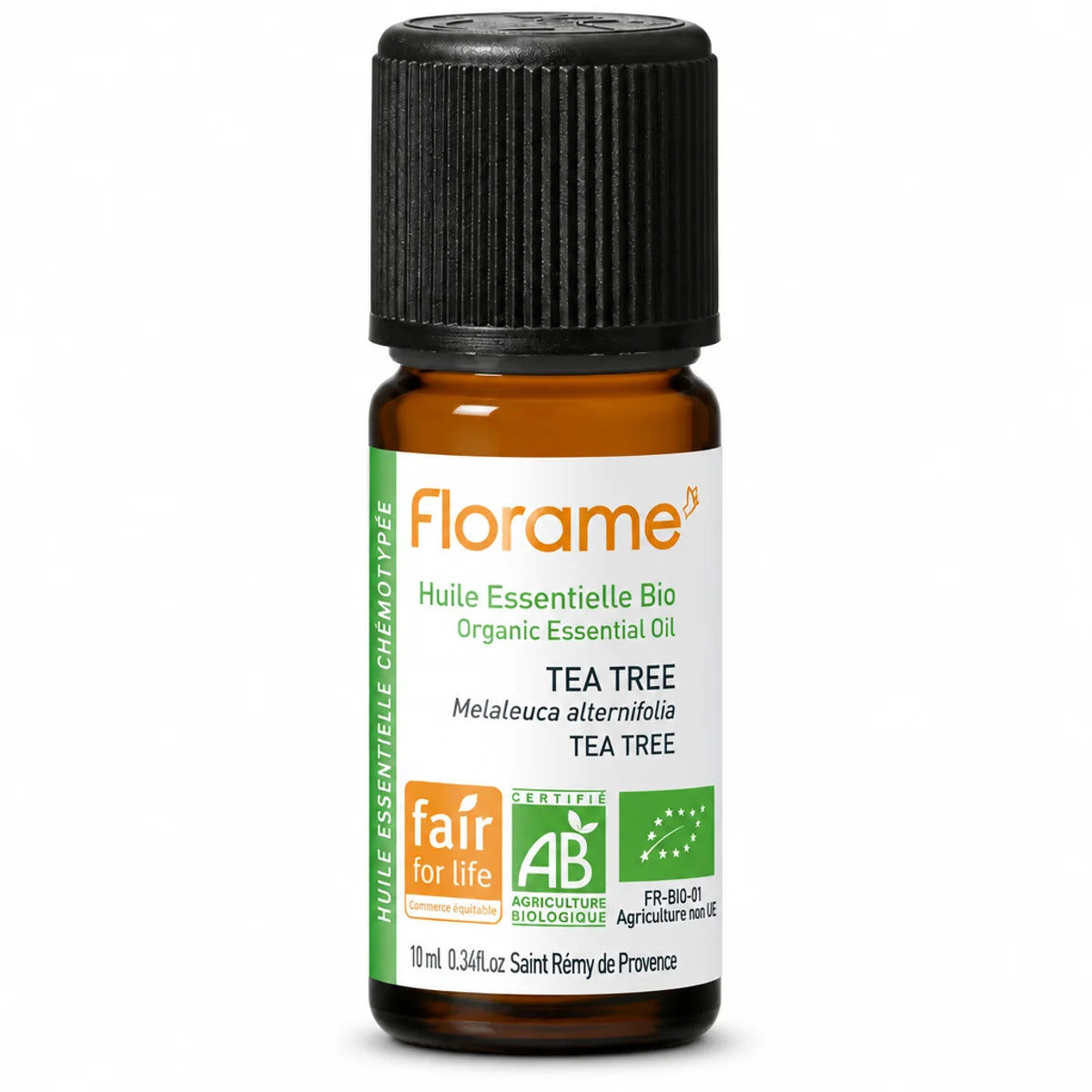 Huile essentielle Tea Tree bio Florame 10ml flacon verre ambré avec certification équitable