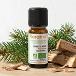 Huile essentielle d'épinette noire bio Florame 5ml en flacon verre ambré avec branches de sapin