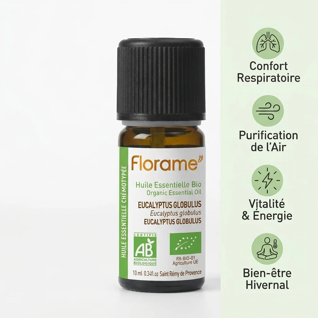 Huile Essentielle Eucalyptus Globulus Florame 10ml avec bénéfices respiratoires