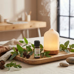 Flacon Huile Essentielle Eucalyptus Globulus 10ml Florame avec feuilles et diffuseur