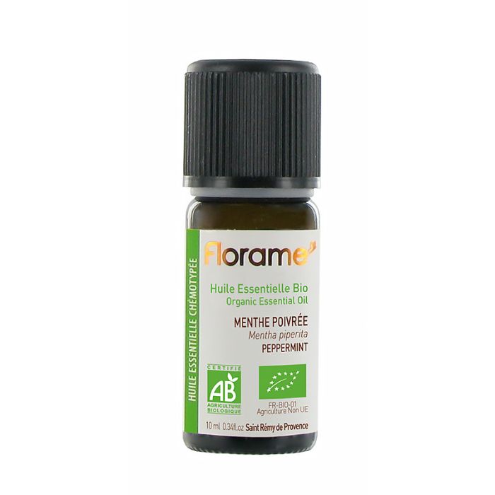 Flacon de 5 ml d'huile essentielle de menthe poivrée de la marque Florame