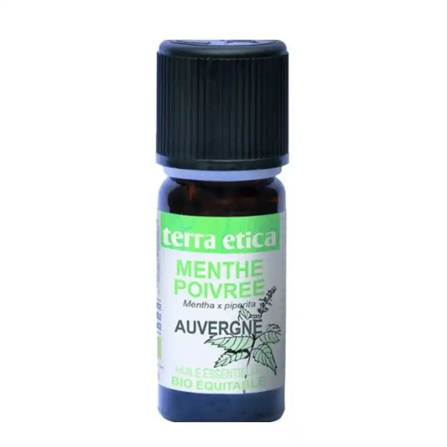 Flacon de 5 ml d'huile essentielle de menthe poivrée de la marque Terra Etica