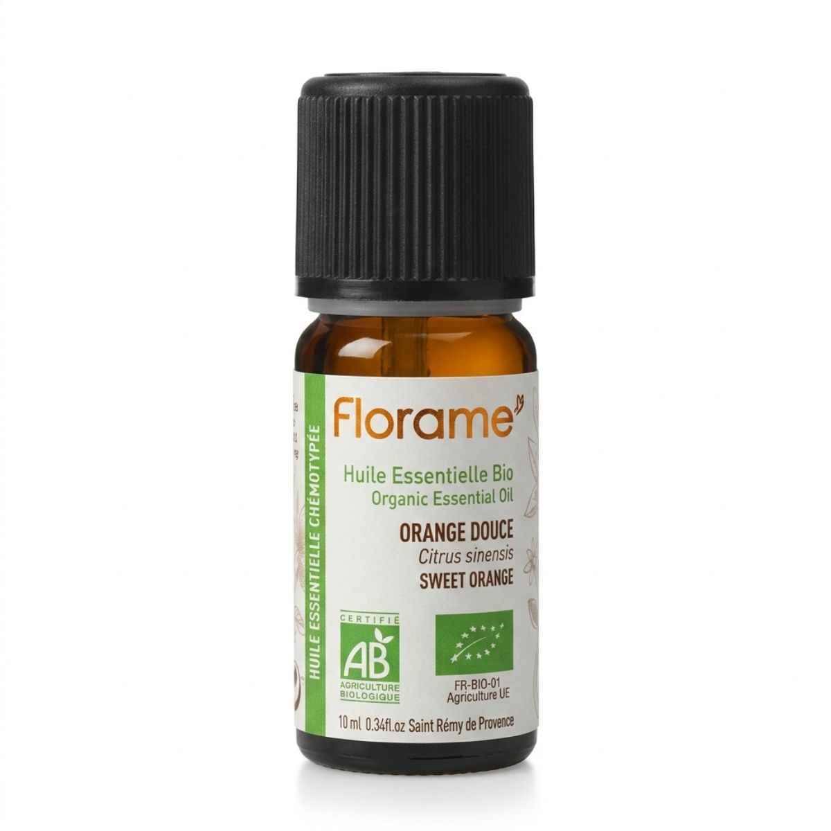 Une huile essentielle d'orange douce bio de la marque florame en 10ml