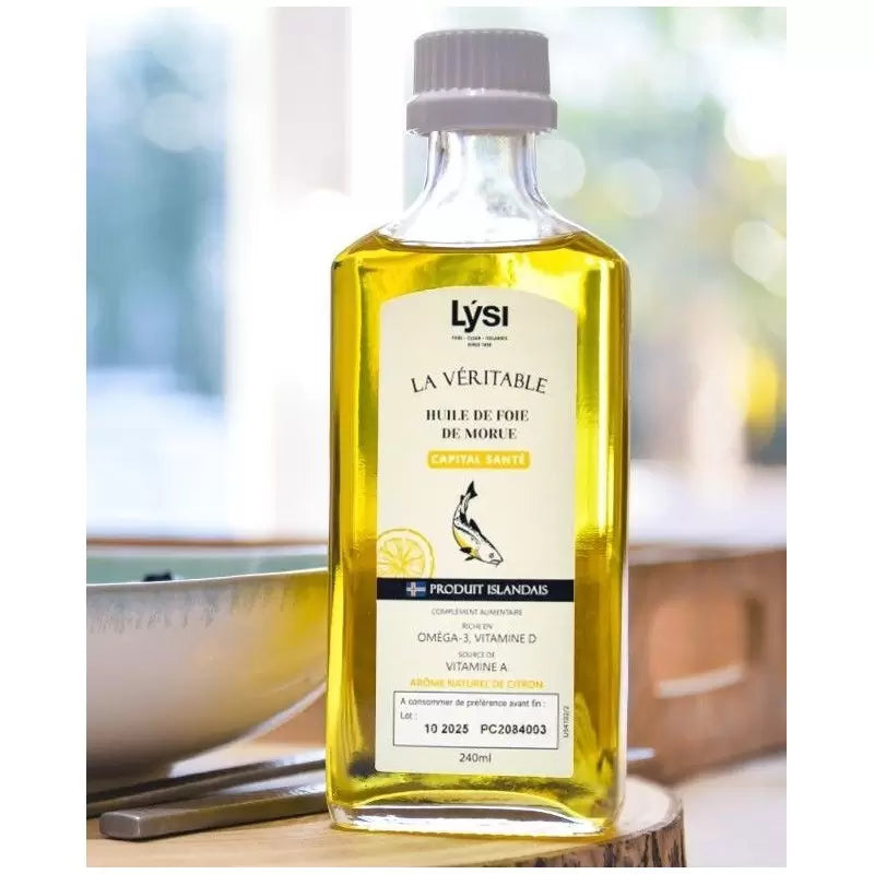 La véritable Huile de Foie de Morue Lysi - Goût Citron - 240 ml