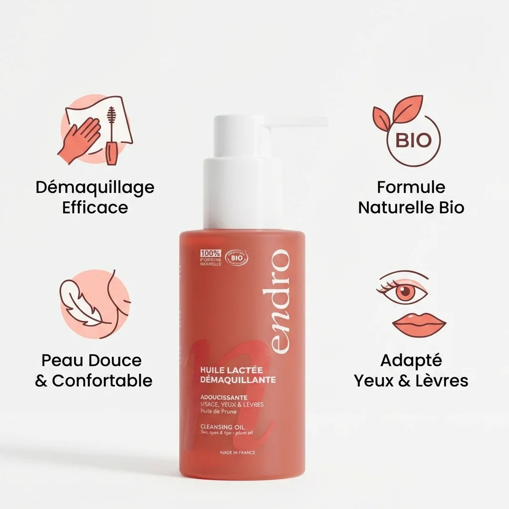 Huile Lactée Démaquillante Endro 100ml - Huile de Prune visage, yeux et lèvres