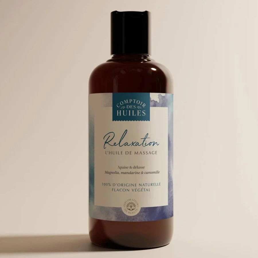 Une huile de massage relaxation de la marque comptoir des huiles en 250 ml 