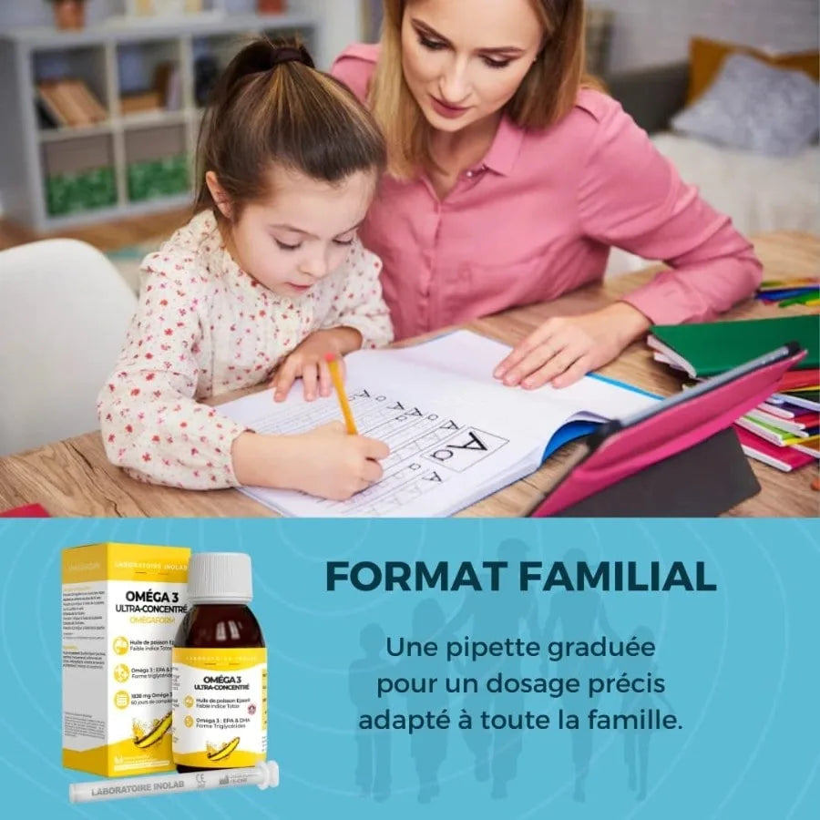 Visuel d'ambiance d'Un flacon de 150 ml Huile d'Oméga 3 de Ultra concentré de la marque Inolab