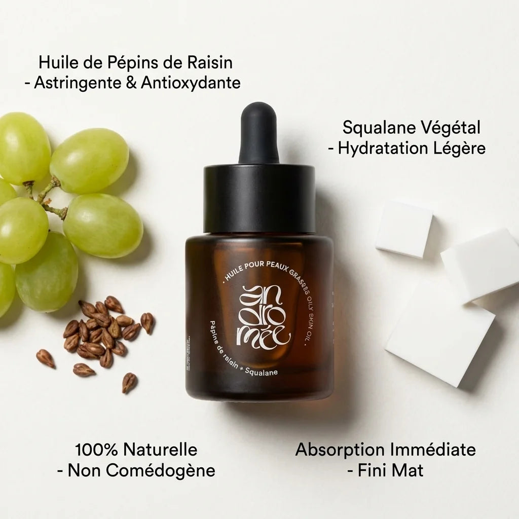 Huile Andromée 30 ml pour peau grasse - Flacon pipette avec ingrédients naturels