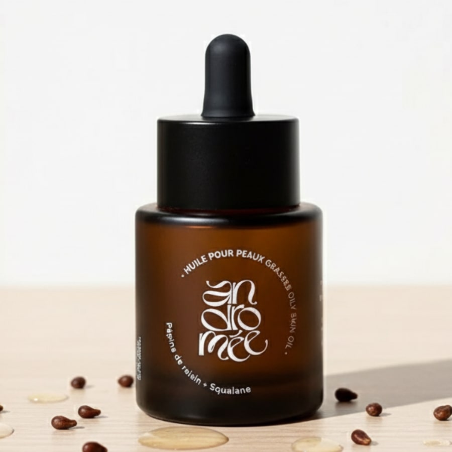Une huile pour peau grasse de 30 ml de la marque Andromée