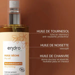 Les 3 ingrédients contenus dans l'Huile sèche Visage, Corps & Cheveux Bio Endro
