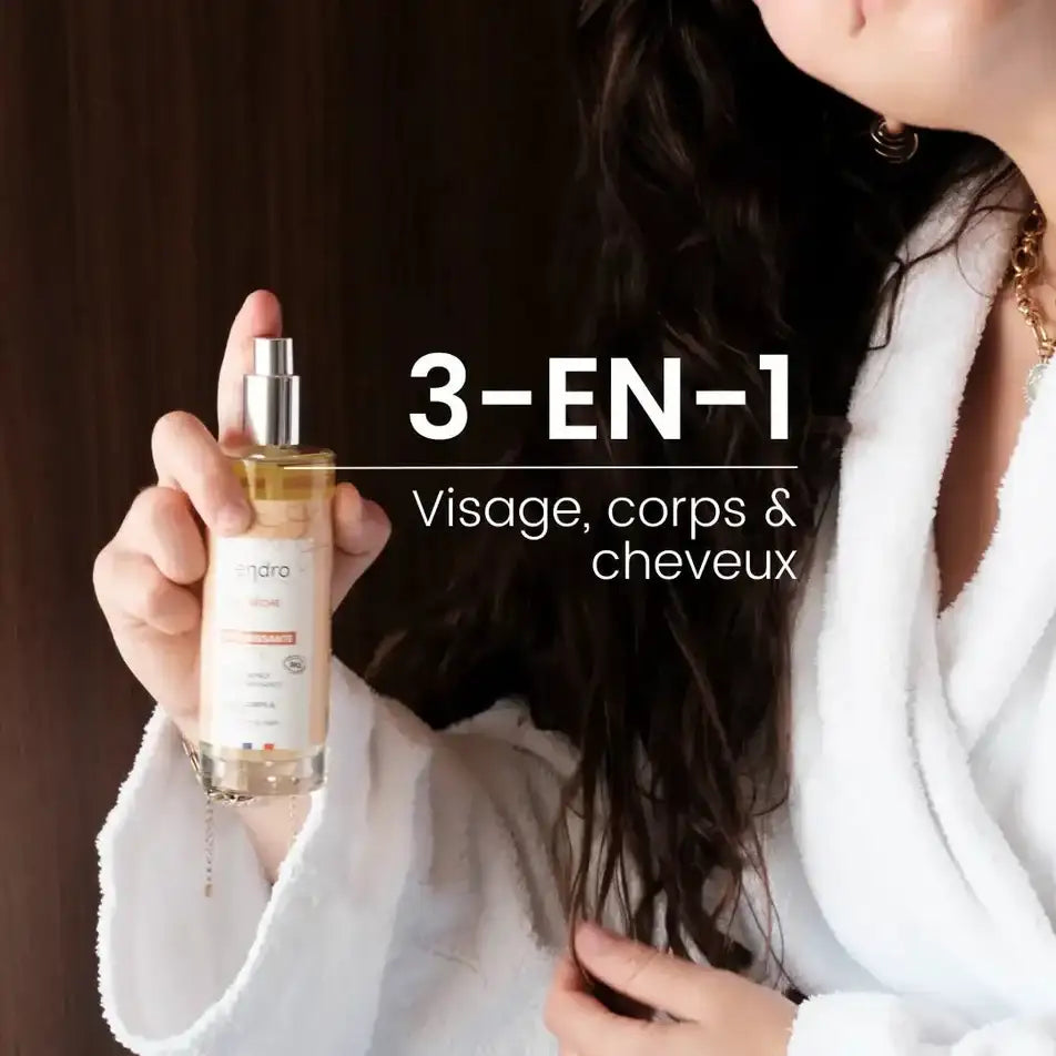 Les usages possibles de l'huile sèche bio 3-en-1 de 100 ml de la marque Endro