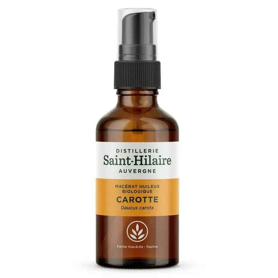 Huile végétale carotte bio Saint Hilaire 50ml en flacon verre ambré avec spray