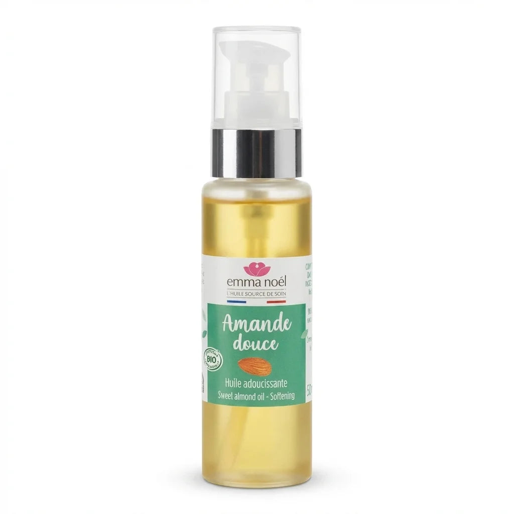 Huile végétale d'amande douce bio Emma Noel 50ml en flacon verre avec pompe